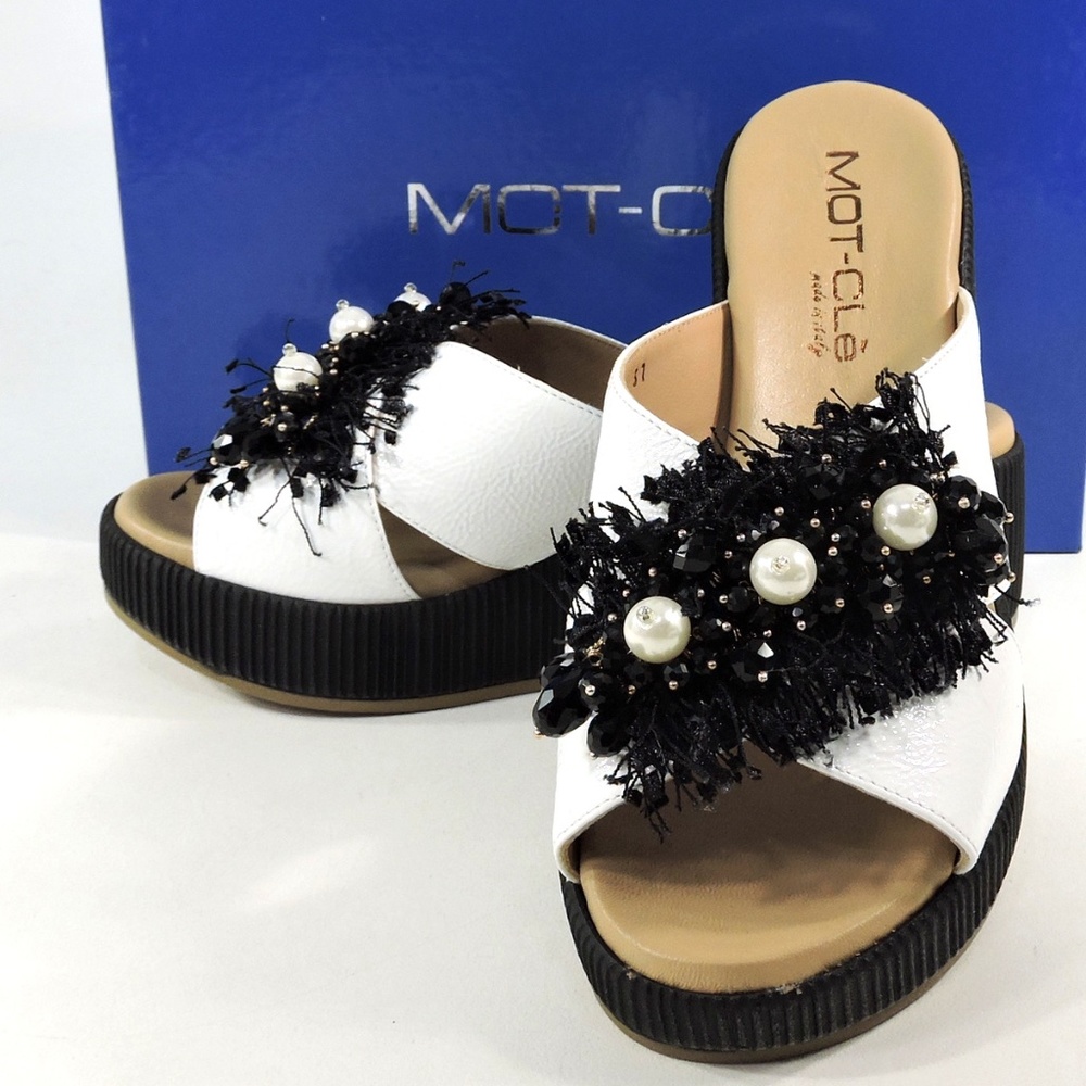 MOT-CLe 🇮🇹 WHITE LEATHER COMFORT SUMMER MULES